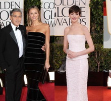 Złote Globy 2013: Stacy Kleiber (Armani Prive), Anna Hathaway (Chanel couture), Olivia Munn (Giorgio Armani), fot. East News