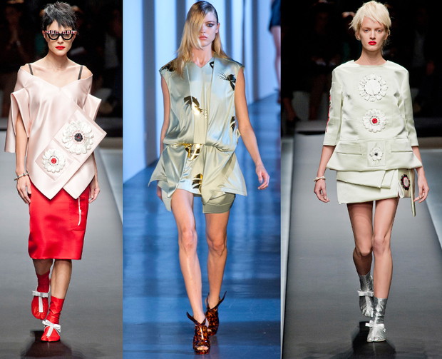 Kimona z wybiegów: Prada, Thierry Mugler, Prada / fot. Imaxtree