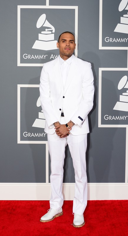 Chris Brown na rozdaniu nagród Grammy 2013, fot. East News