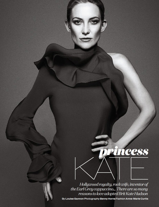 Kate Hudson w ELLE UK, 05.2013, fot. Benny Horne. Kate ma na sobie jedwabną suknię Gucci.