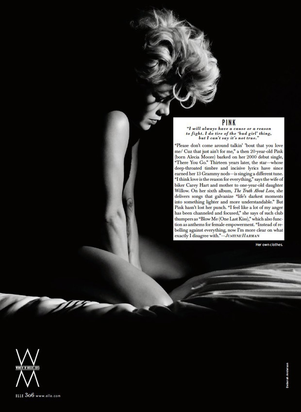 Pink w ELLE US, 05.2013, fot. Deborah Anderson/ skan