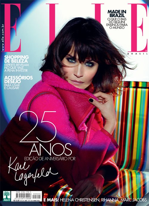 Jublieuszowa okładka na 25-lecie ELLE Brasil! Helenę Christensen sfotografował Karl Lagerfeld./ELLE Brasil