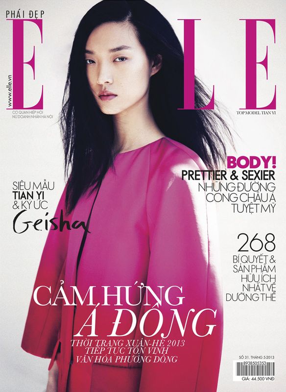 Cudowna okładka z ELLE Vietnam. Tian Yi w roli idealnie pięknej gejszy. Fot. Oliver Stalmans/ ELLE Vietnam maj 2013