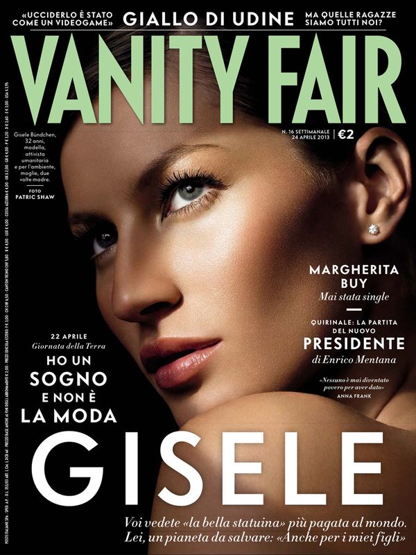 Gisele Bundchen jest gwiazdą kwietniowego numeru Vanity Fair. W magazynie przedstawiono ją przede wszystkim jako czułą matkę i aktywistę eko./ Vanity Fair, kwiecień 2013