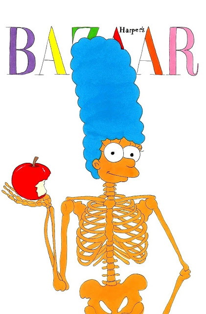 Marge Simpson jako anorektyczka, rys. AleXsandro Palombo/ Humor Chic