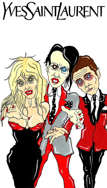 Palombo kontra projektanci: nowy wizerunek Saint Laurent Paris, rys. AleXsandro Palombo/ Humor Chic
