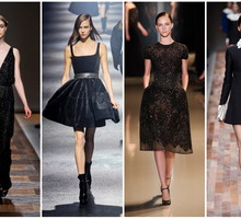 Czarne sukienki, od lewej: Valentino jesień-zima 2012, Lanvin jesień-zima 2012, Elie Saab haute couture wiosna-lato 2013, Valentino jesień-zima 2013, Zuhair Murad haute couture jesień-zima 2012, fot. Imaxtree