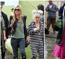 Kate Moss na Glastonbury Festival w 2011 roku i Lily Allen/ Lily Rose Cooper na Glastonbury Festival w 2007 roku, fot. East News