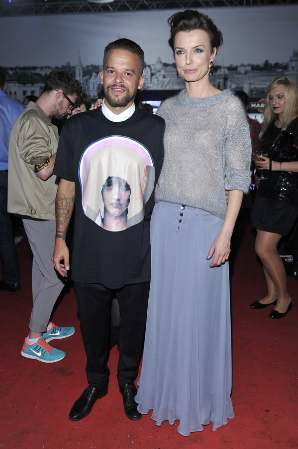 Gwiazdy na pokazie Mariusza Przybylskiego, jesień-zima 2013: Michał Piróg i Katarzyna Sokołowska. fot. Akpa