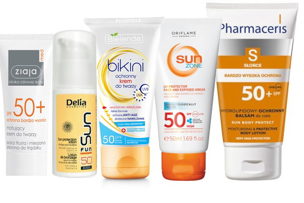 Kosmetyki z filtrem SPF 50, kolaż: ELLE.pl