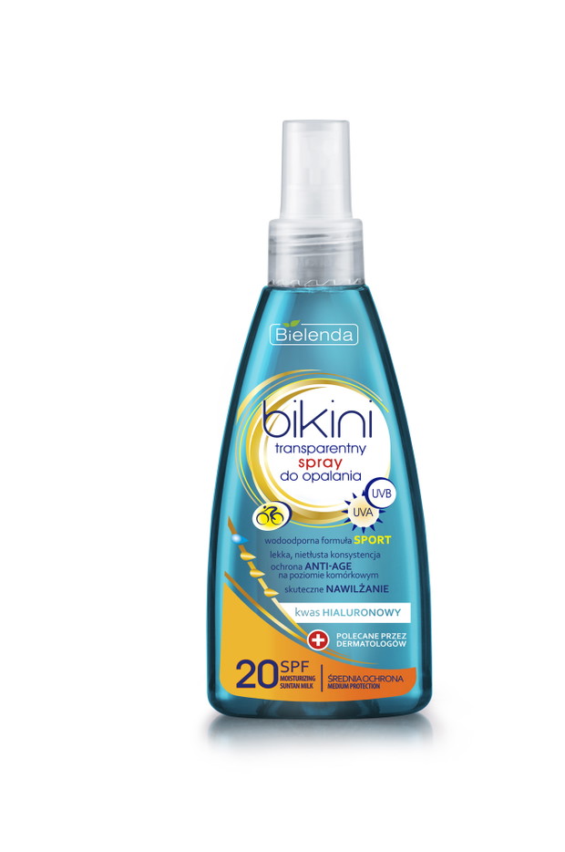 Transparentny Spray do Opalania SPF 20 - formuła SPORT Bielenda, Pojemność: 150ml, Cena: ok. 22zł, fot. mat.prasowe