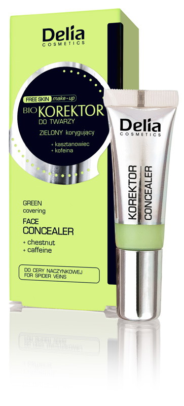 Delia Free Skin Make Up - Zielony, korygujący korektor mineralny- tuszuje popękane naczynia krwionośne oraz inne niedoskonałości skóry, cena: 10zł fot. mat. prasowe