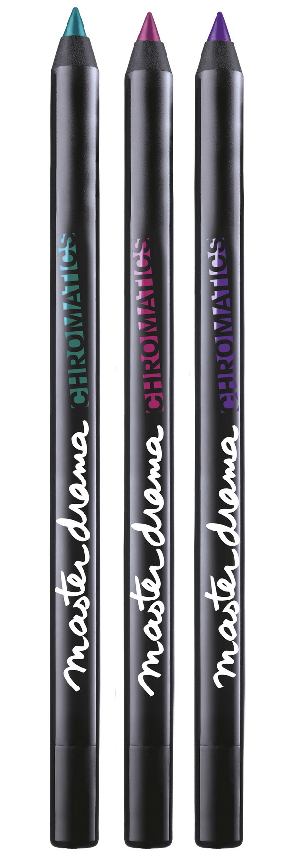 „Hang loose!” wyrazistych kresek Eyeliner Eye Studio MasterDrama Chromatics w odcieniu Magic Ma- genta, Turquoise i Purple Light.Cena: 21 zł, fot. mat. prasowe