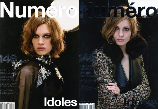 Cara Delevingne, Ashleigh Good i Nadja Bender w Numéro wrzesień 2013, fot. Karl Lagerfeld