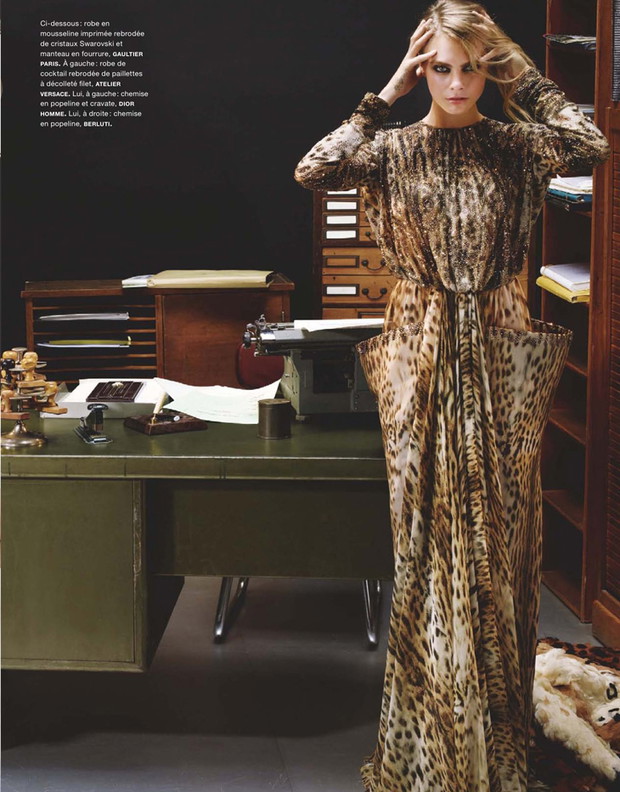 Cara Delevingne, Ashleigh Good i Nadja Bender w Numéro wrzesień 2013, fot. Karl Lagerfeld