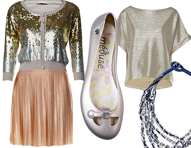 Trendy 2013 w Fashion House: kardigan Pinko, spódnica Pinko, baletki Sambada, top Sesst, naszyjnik Solar /kolaż ELLE