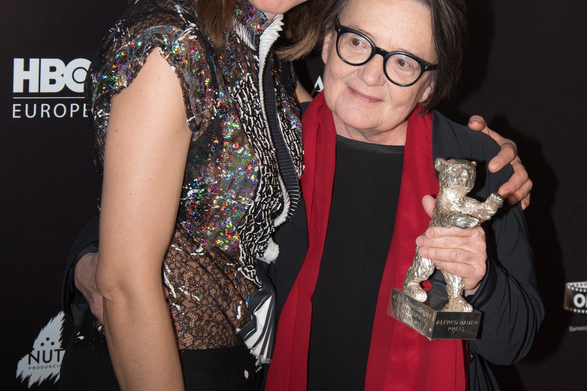 Katarzyna Herman i Agnieszka Holland na warszawskiej premierze filmu "Pokot"