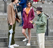 Selena Gomez i Timothée Chalamet na planie filmu A rainy day in New York.