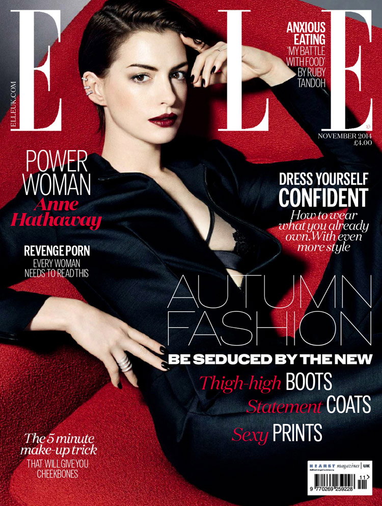 Anne Hathaway w listopadowym ELLE UK