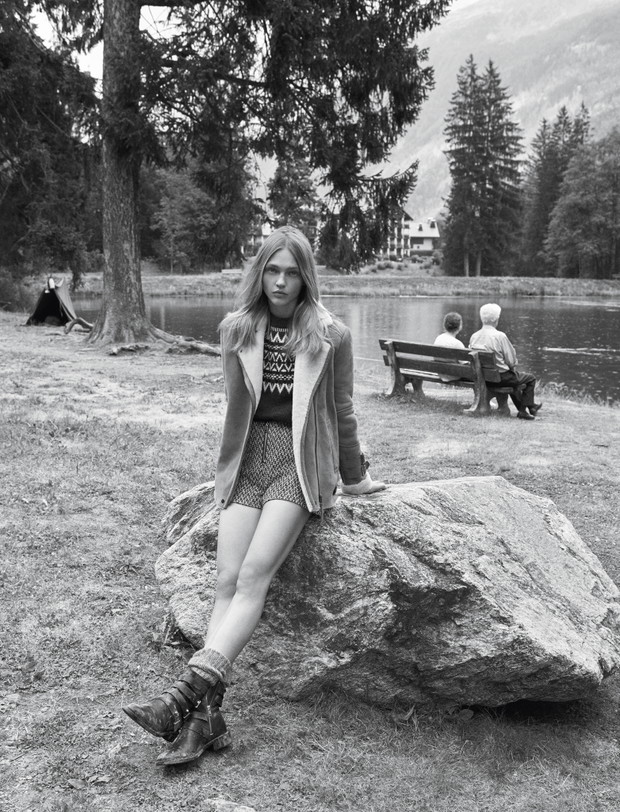 Sasha Pivovarova w lookbooku Mango natural state jesień 2015