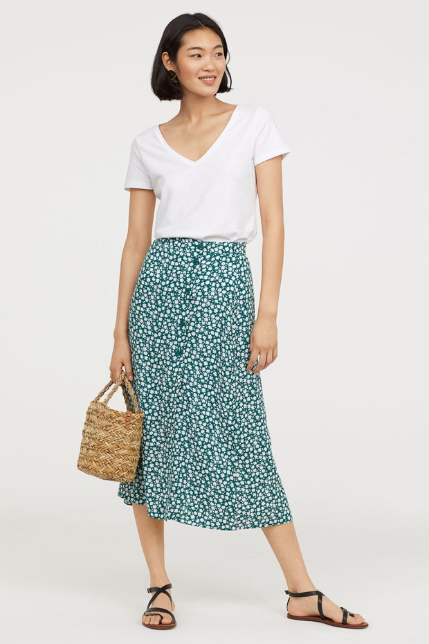 Biały top z dekoltem w serek H&M