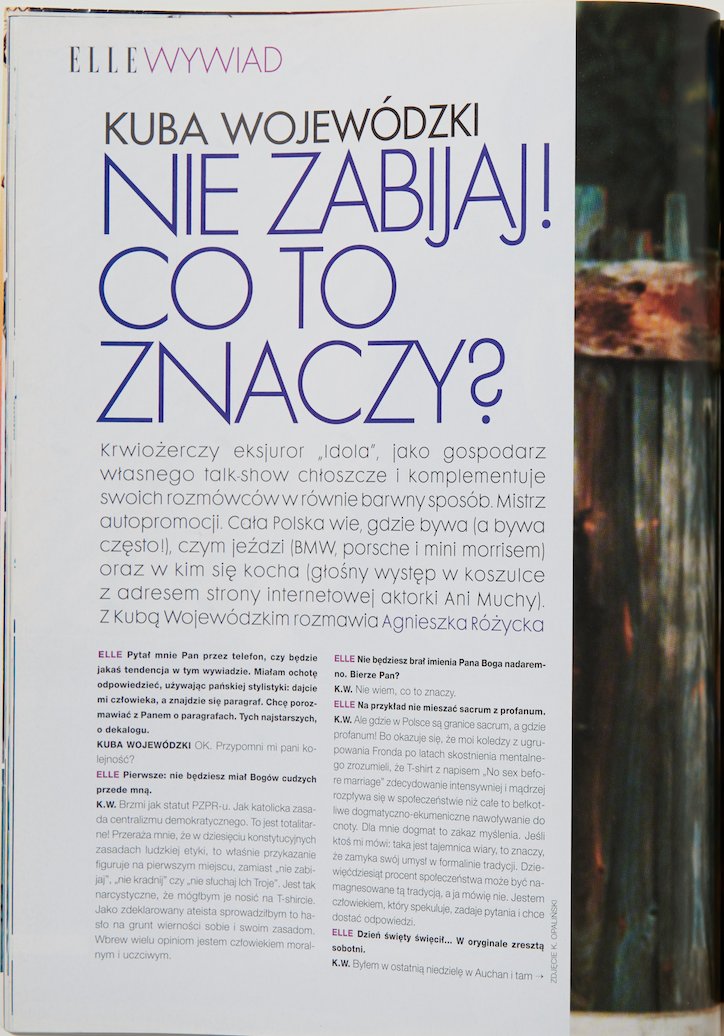Wywiad ELLE z Kubą Wojewódzkim (wrzesień 2003)