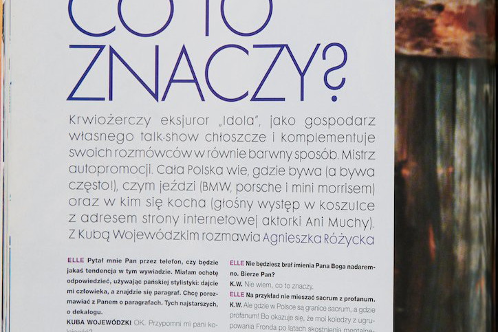 Wywiad ELLE z Kubą Wojewódzkim (wrzesień 2003)