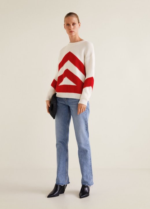Sweter z dzianiny w kontrastowych kolorach - Mango, 49,90 zł