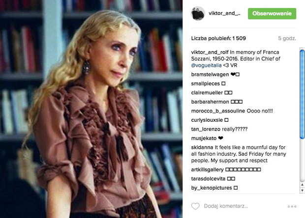 Nie żyje Franca Sozzani. Jak żegna ją branża mody?