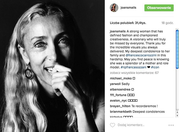 Nie żyje Franca Sozzani. Jak żegna ją branża mody?