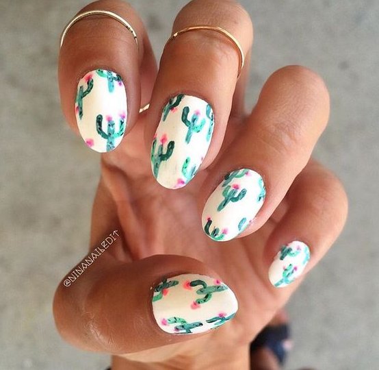 Manicure z kaktusami