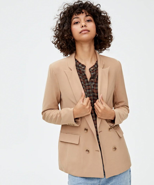 Marynarka beżowa dwurzędowa, Pull&Bear, 139 zł