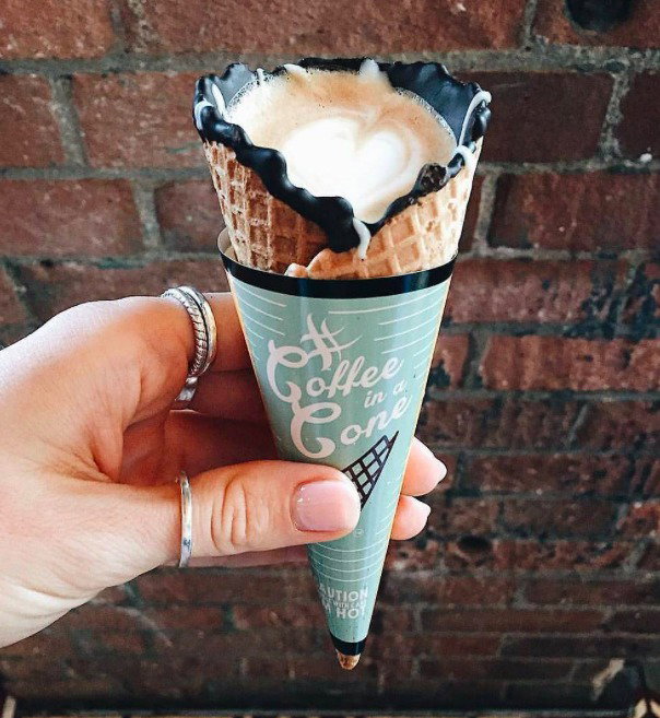 Coffe cone - modna kawa w wafelku do loda