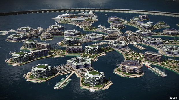 Pływające miasto, projekt konkursowy Instytutu Seasteading, wizualizacja: Gabriel Scheare, Luke Crowley, Lourdes Crowley, and Patrick White, Chile