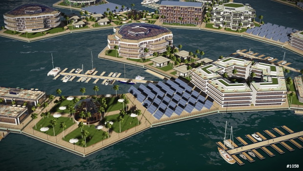 Pływające miasto, projekt konkursowy Instytutu Seasteading, wizualizacja: Gabriel Scheare, Luke Crowley, Lourdes Crowley, and Patrick White, Chile