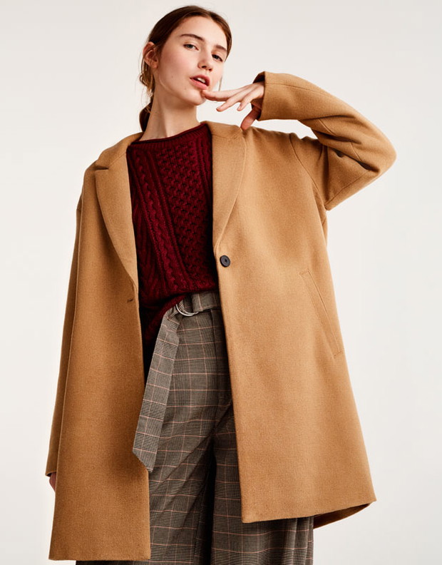 Płaszcz beżowy Pull & Bear