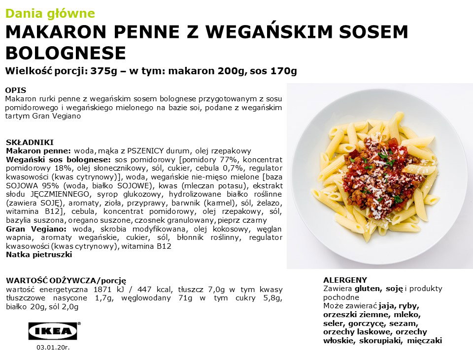 Wegańskie penne w IKEA