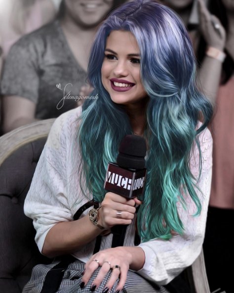 Selena Gomez w kolorowych włosach