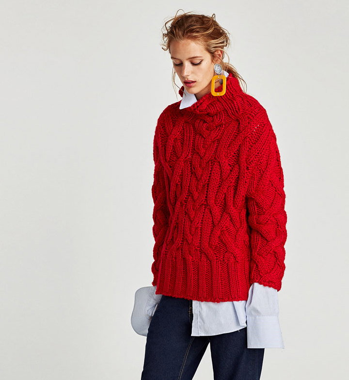 Sweter z warkoczem Zara