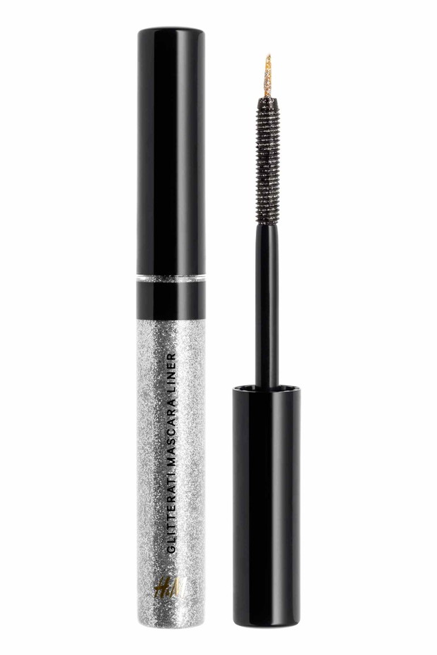 Maskara i eyeliner w jednym z brokatem