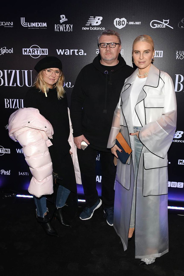 Ilona Majer , Rafał Michalak i Joanna Horodyńska na pokazie Bizuu wiosna-lato 2018