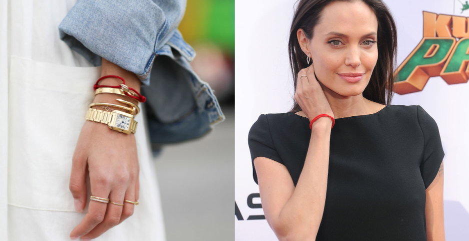 Czerwona bransoletka u Angeliny Jolie