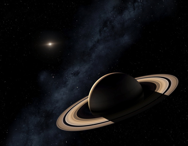 Saturn planet in solar system, close-up