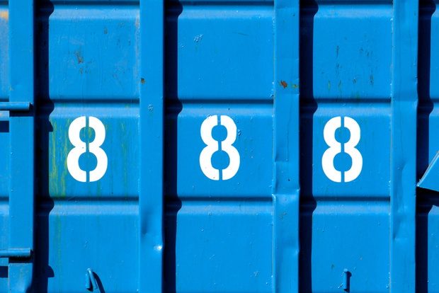 NUMBER 888 ON A BLUE WALL