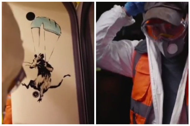 Graffiti Banksy'ego w londyńskim metrze