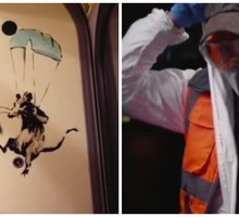 Graffiti Banksy'ego w londyńskim metrze
