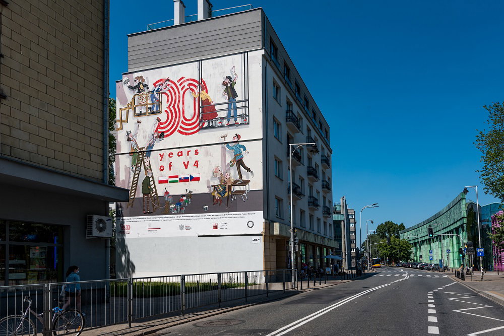 Murale dla upamiętnienia 30-lecia powstania Grupy Wyszehradzkiej, Warszawa