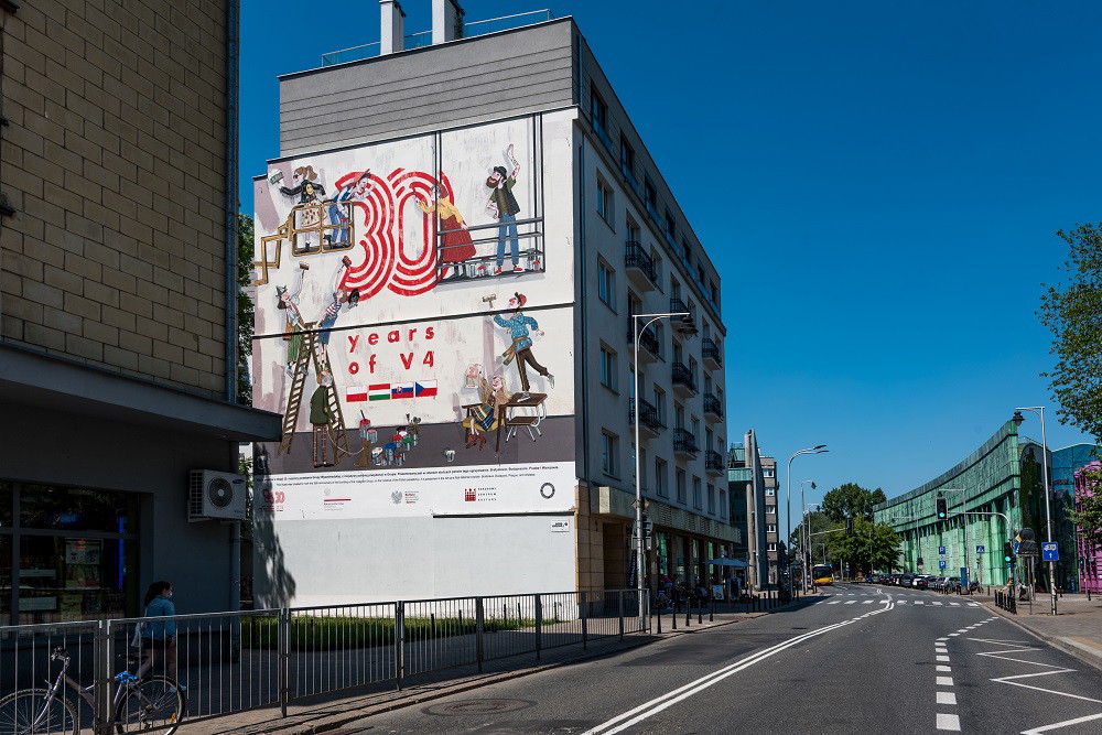 Murale dla upamiętnienia 30-lecia powstania Grupy Wyszehradzkiej, Warszawa