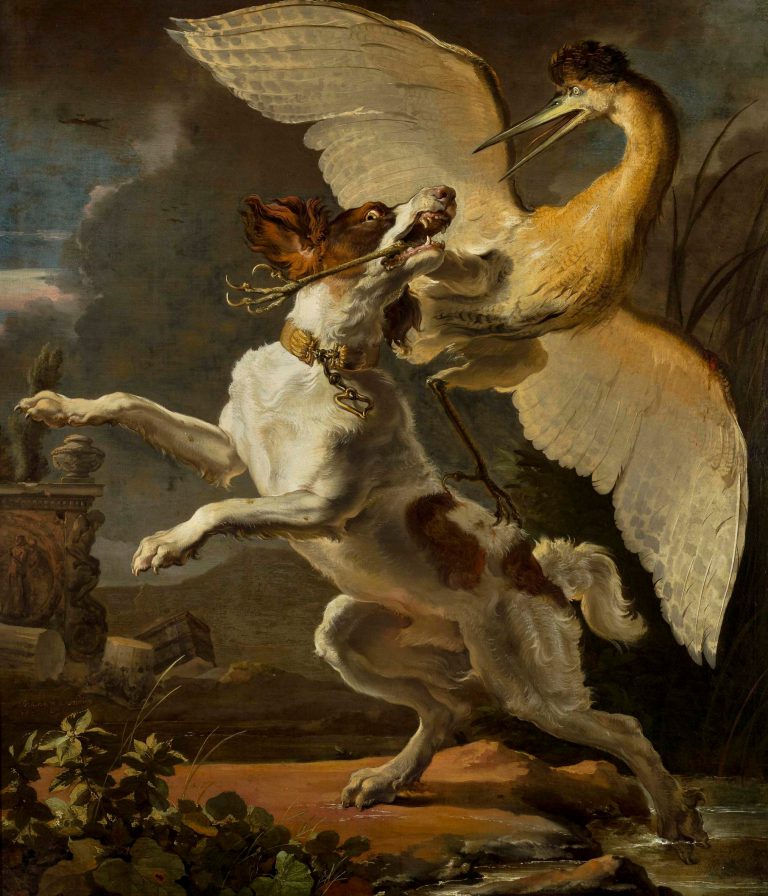Abraham Hondius, „Walka psa z czaplą”, 1667 r.