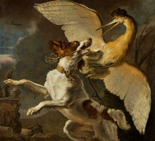Abraham Hondius, „Walka psa z czaplą”, 1667 r.